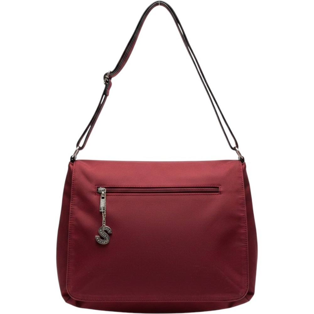 Simply Style Vintage Nylon Purse Burgundy Shoulder Bag Adjustable Strap Charm‎